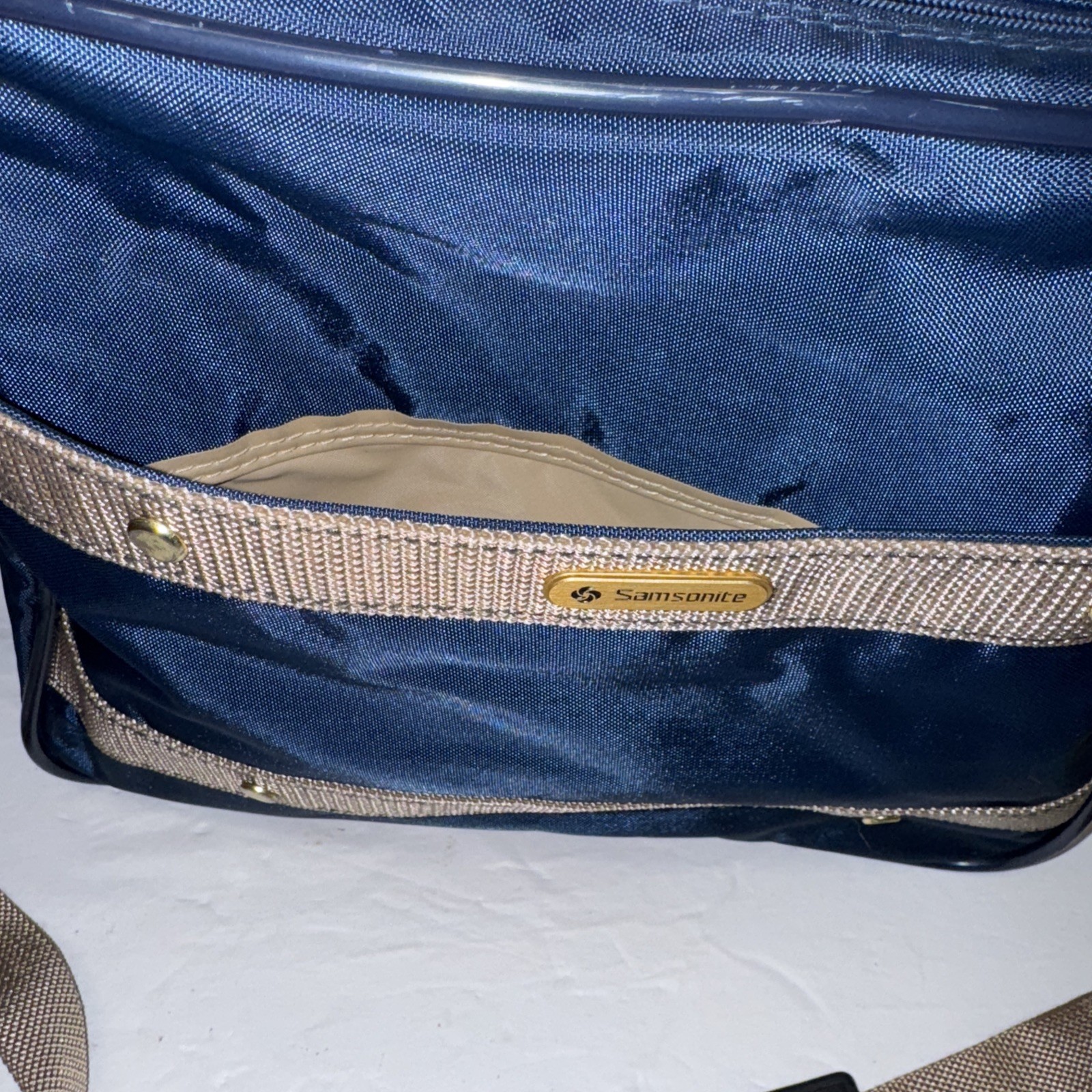 Vtg Samsonite Carrypak 78 Carry On Shoulder Messenger Bag Blue/Brown Pre Owned