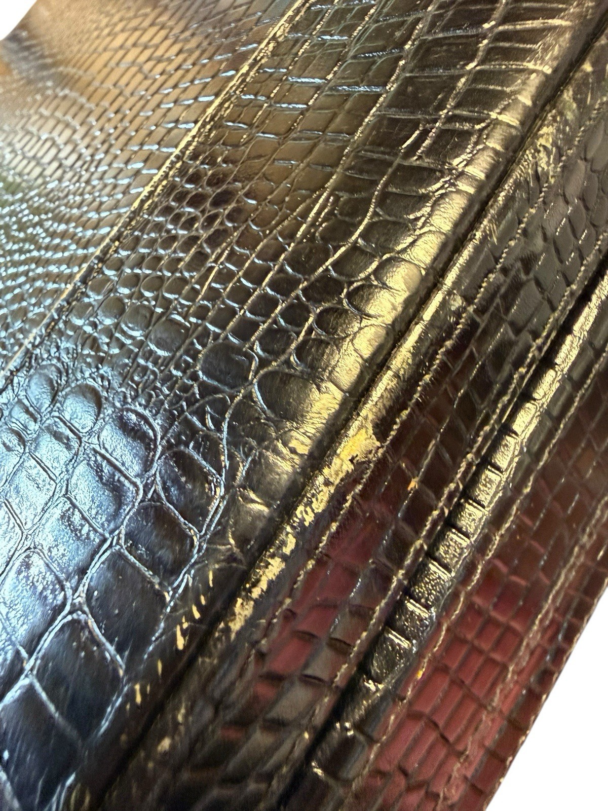 Vintage Expandable Mock Croc Faux Crocodile Leather Briefcase Presto Lock