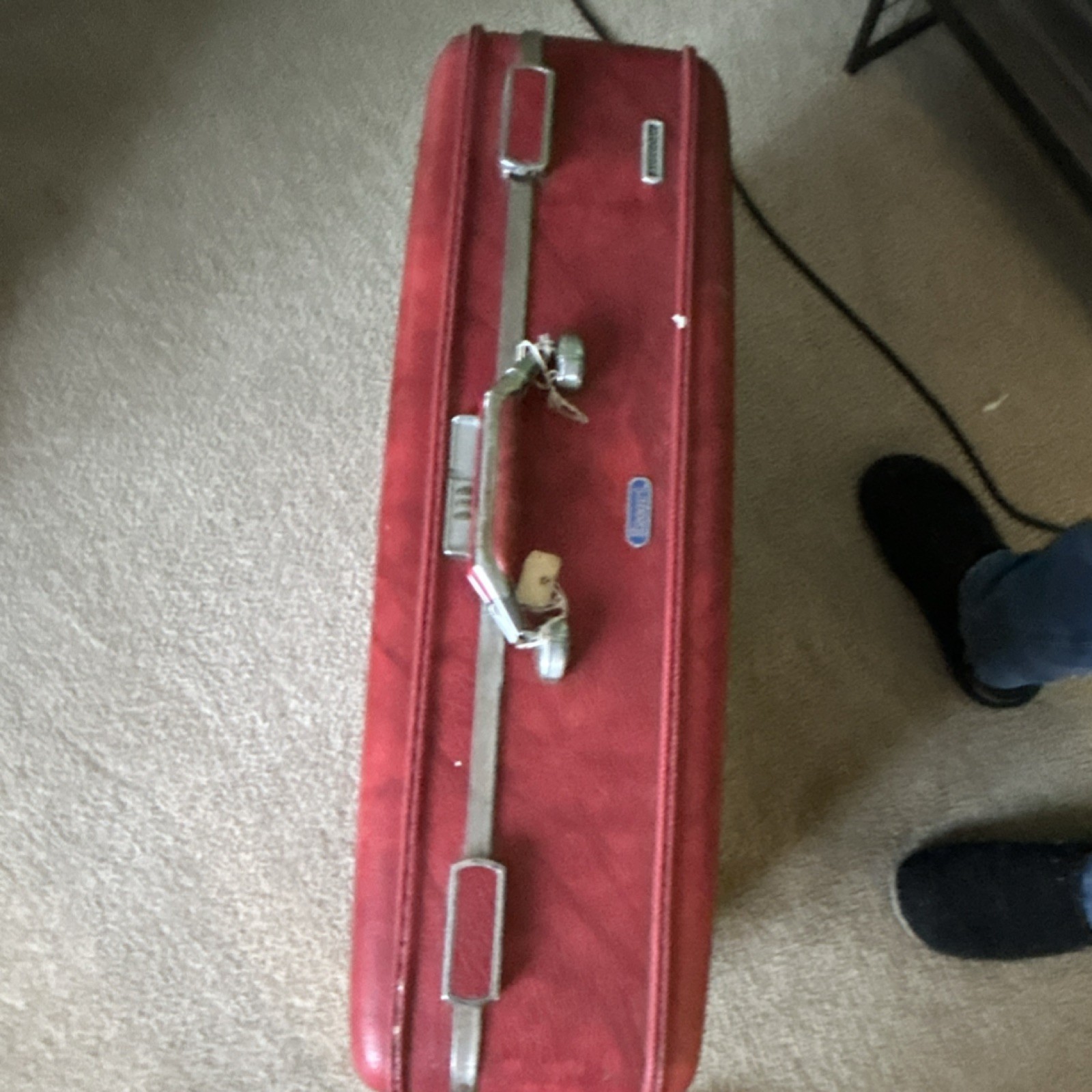 Vintage American Escort Red Hard Shell Suitcase Locking Feature True Vintage