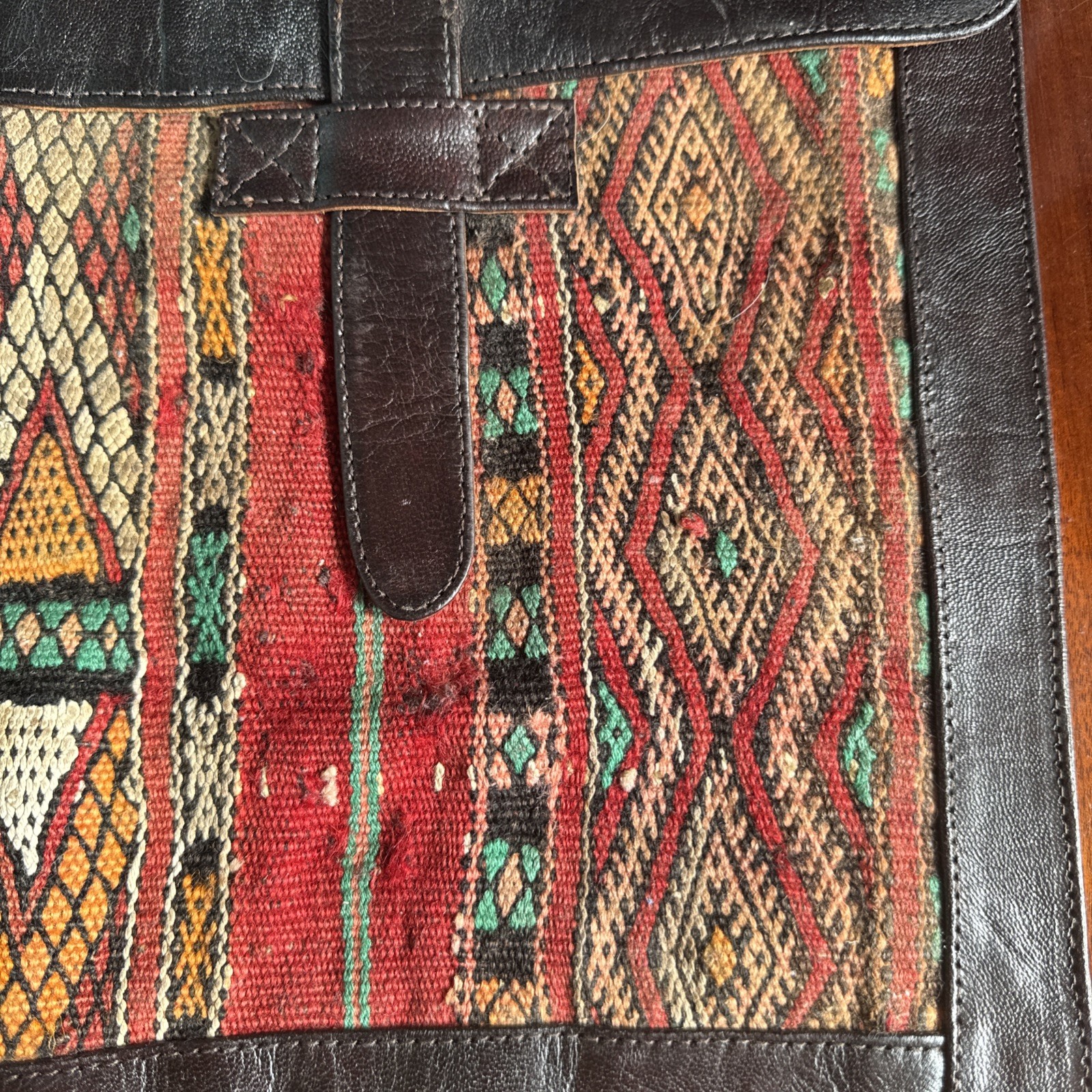 Vintage Kilim Leather Boho Hobo Carrying Satchel Travel Tablet/Accessory Case