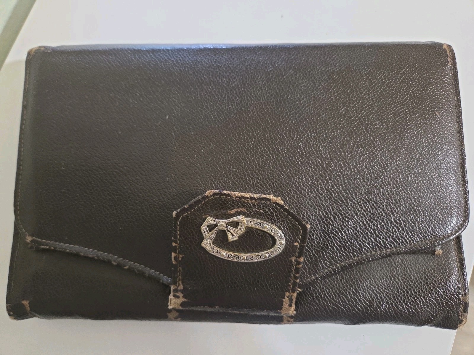 Vintage 1930’s Brown Leather Expandable Case – Clutch – Satchel