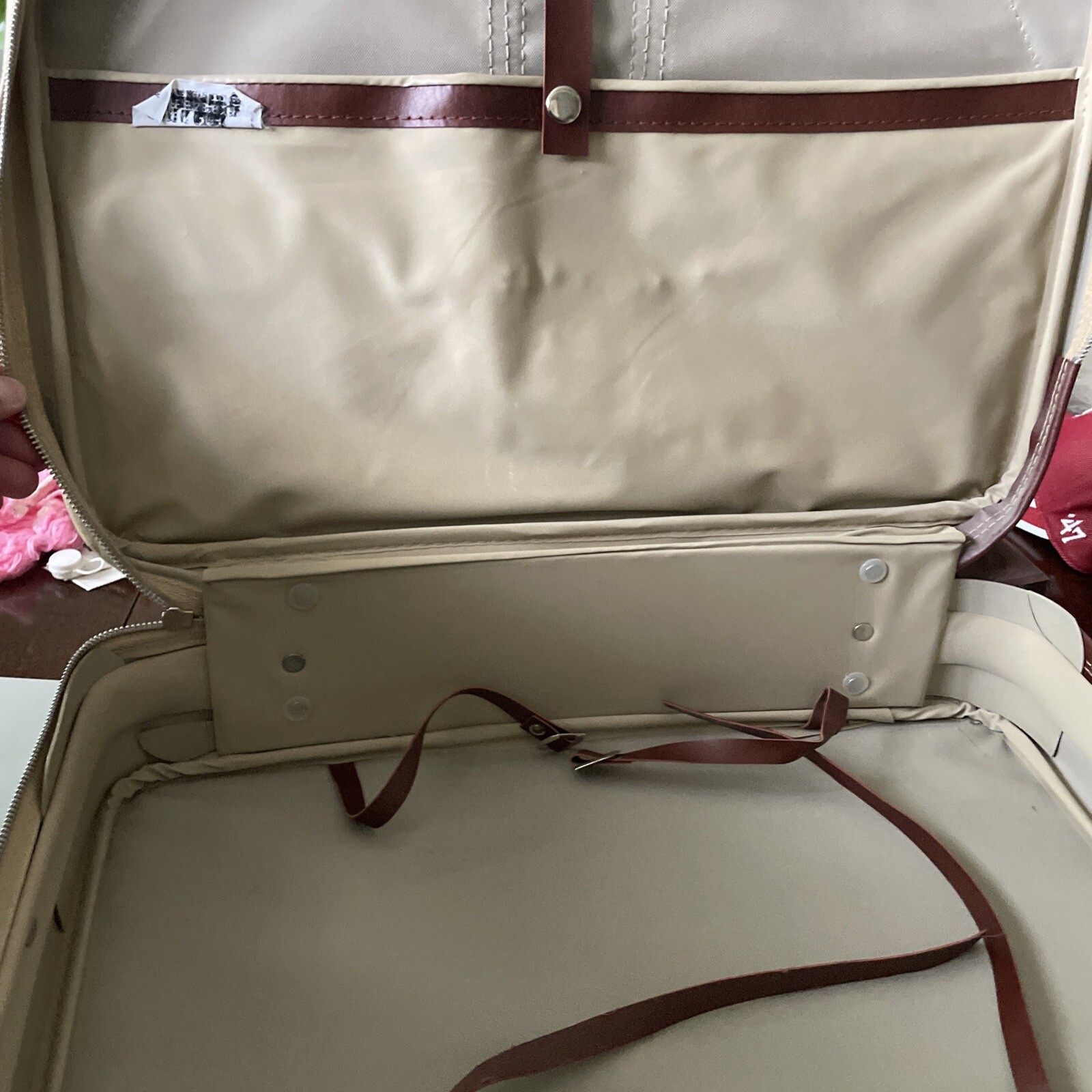 Vintage MCM Peter’s Bag Corp 2 Piece Set Khaki Brown Rainbow Stripe Carry On Nes