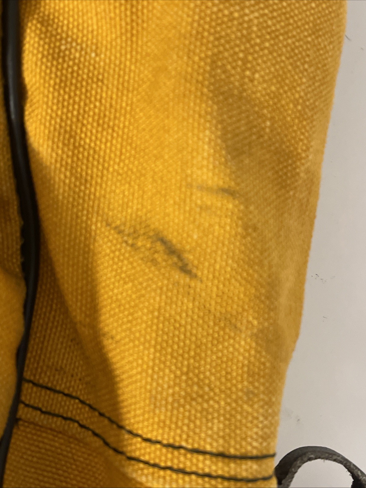 Vintage distressed gold yellow Boyt Iowa zip Canvas bag Trashed