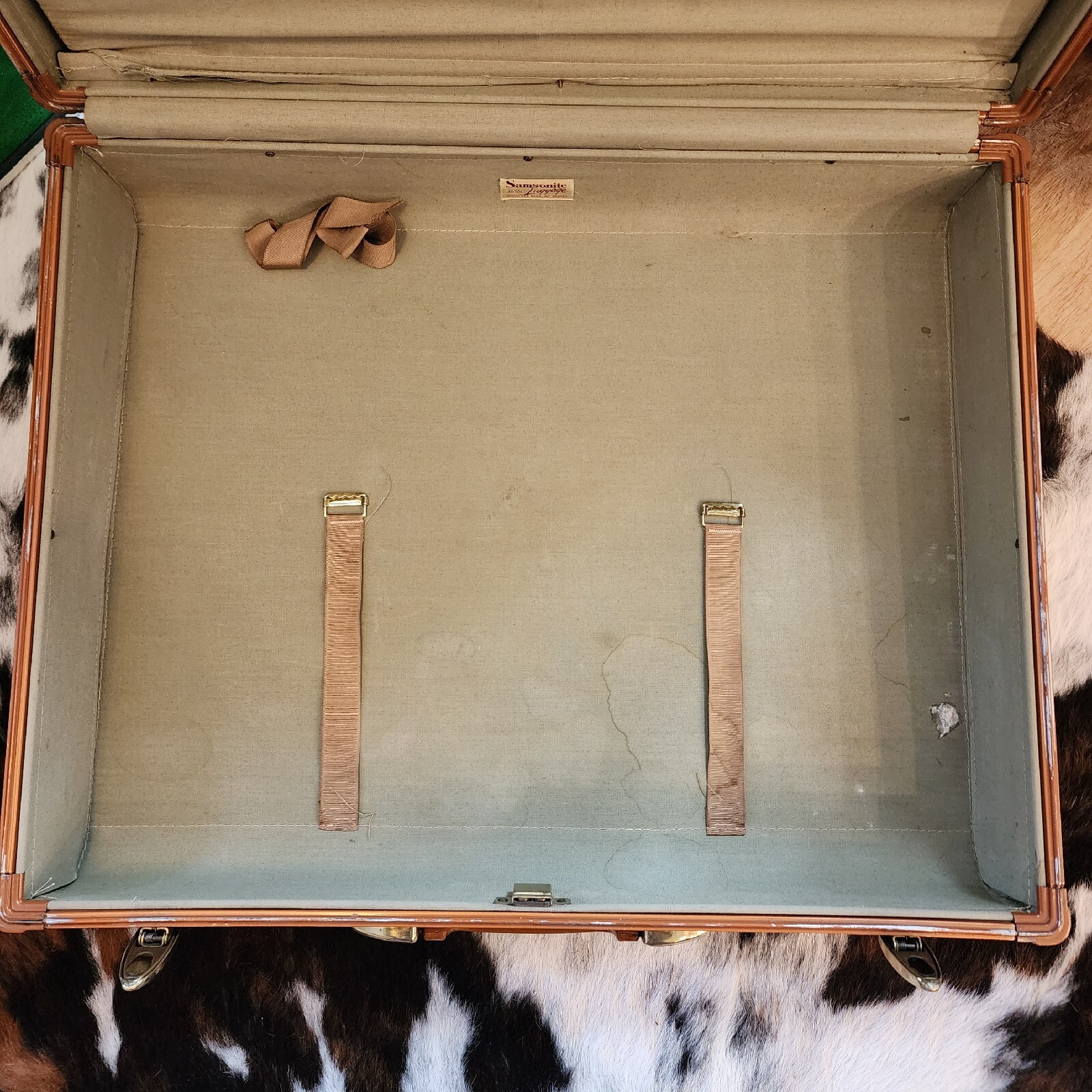 Vintage Samsonite Shwayder Saddle Tan Hardshell Suitcase Denver,CO USA 1940s,50s