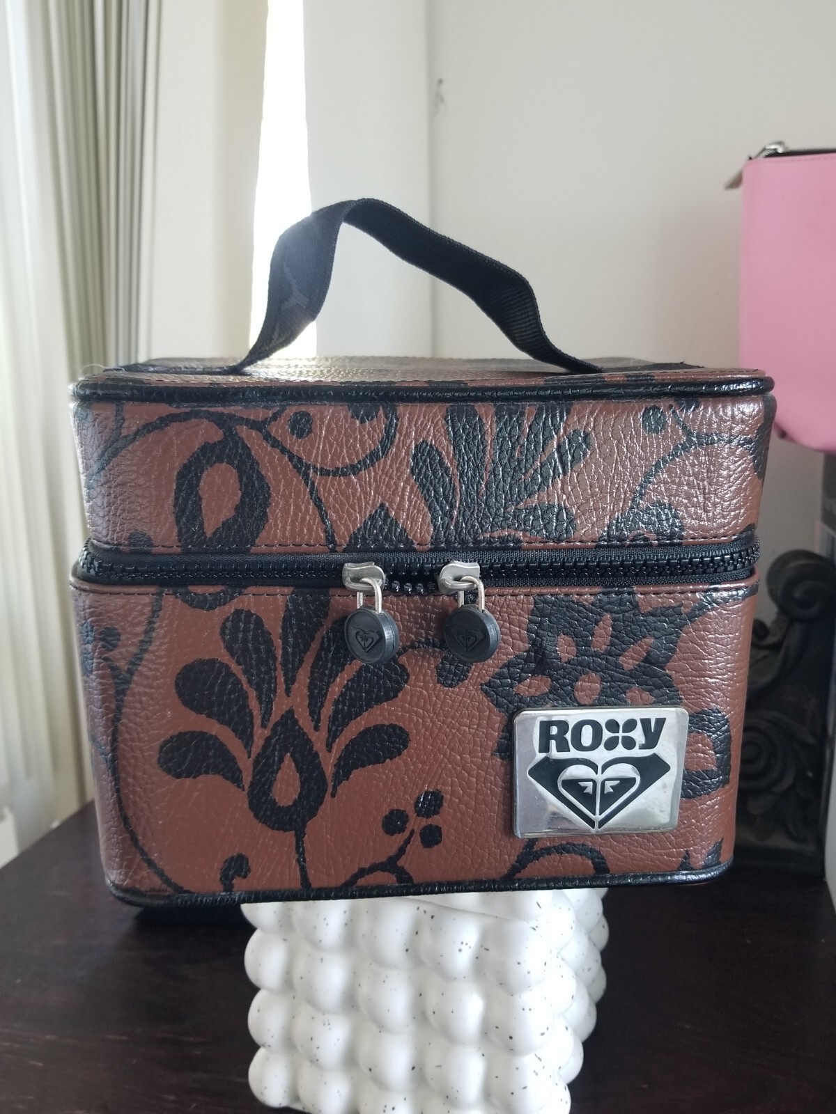 Rare Vintage 90s brown Roxy luggage vanity train case