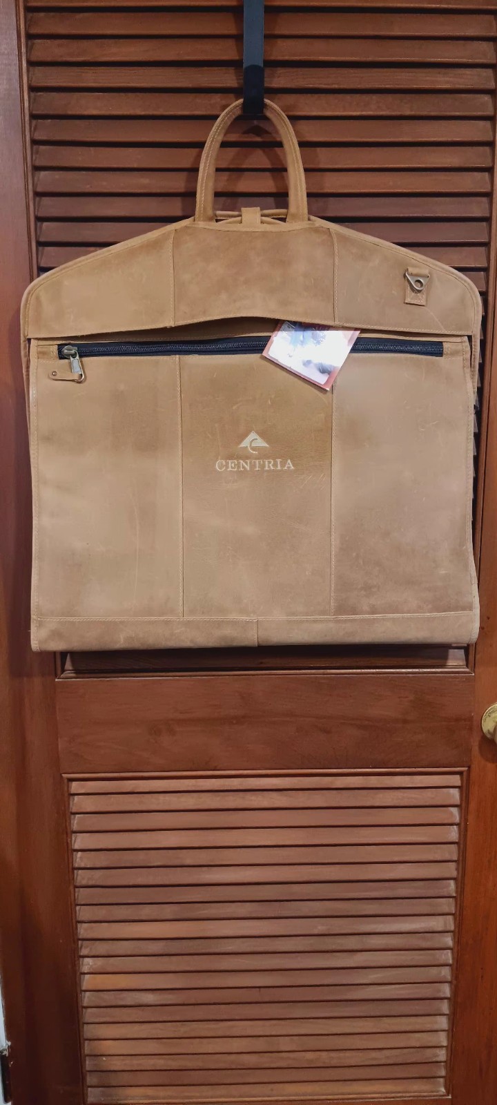 Vtg Canyon Outback Tan Leather Garment Bag Folding Travel Luggage Weekend NWT