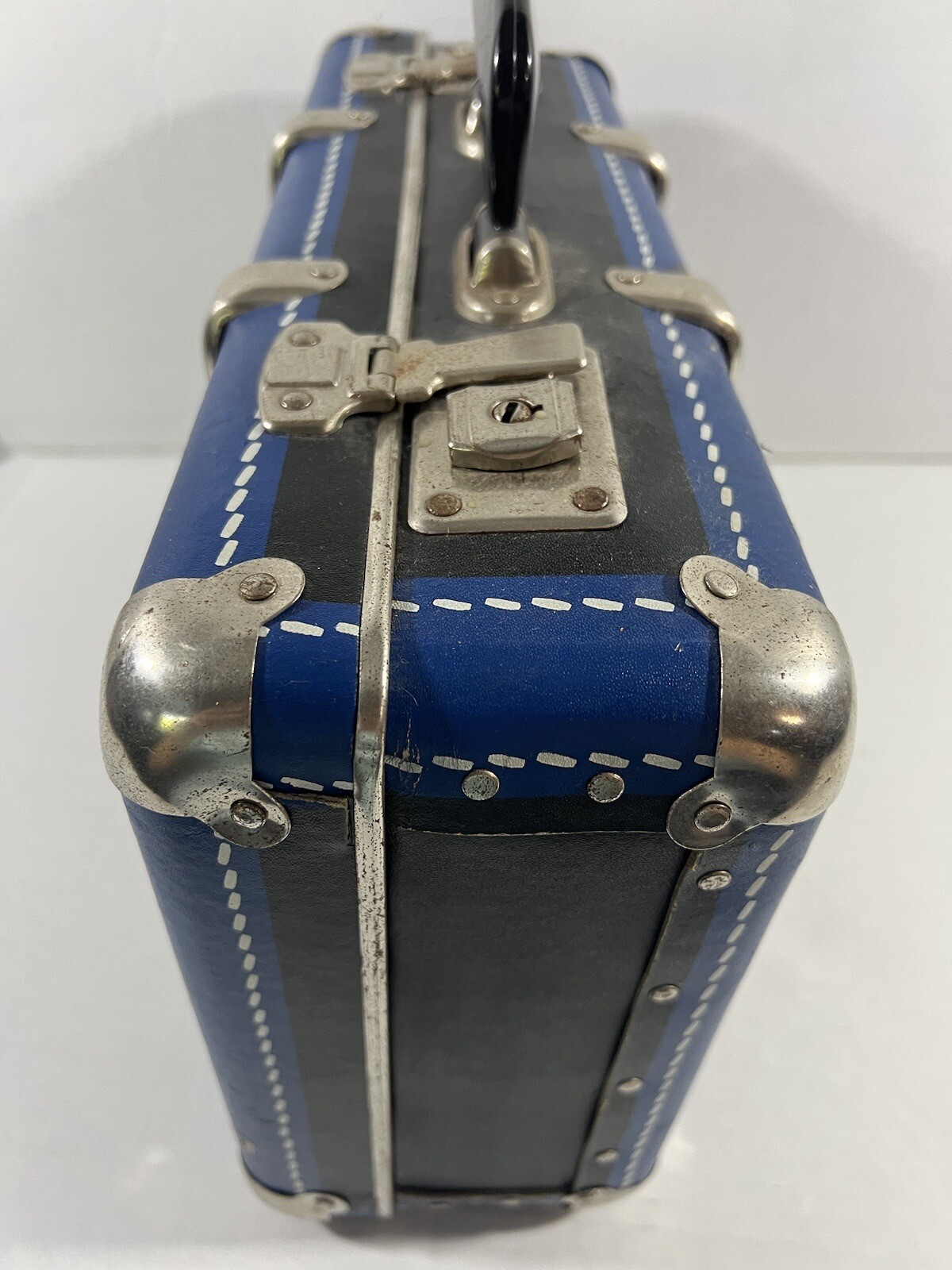 Unusual Vintage Blue Luggage Travel Suitcase Decor Istanbul Venedig Nice! #2