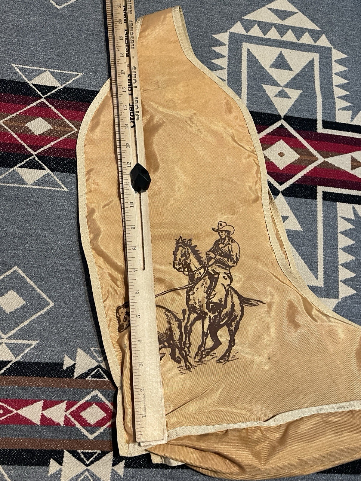 Barney Bag Boot Storage Travel Bag Western Cowboy Print Made USA Over Shoulders