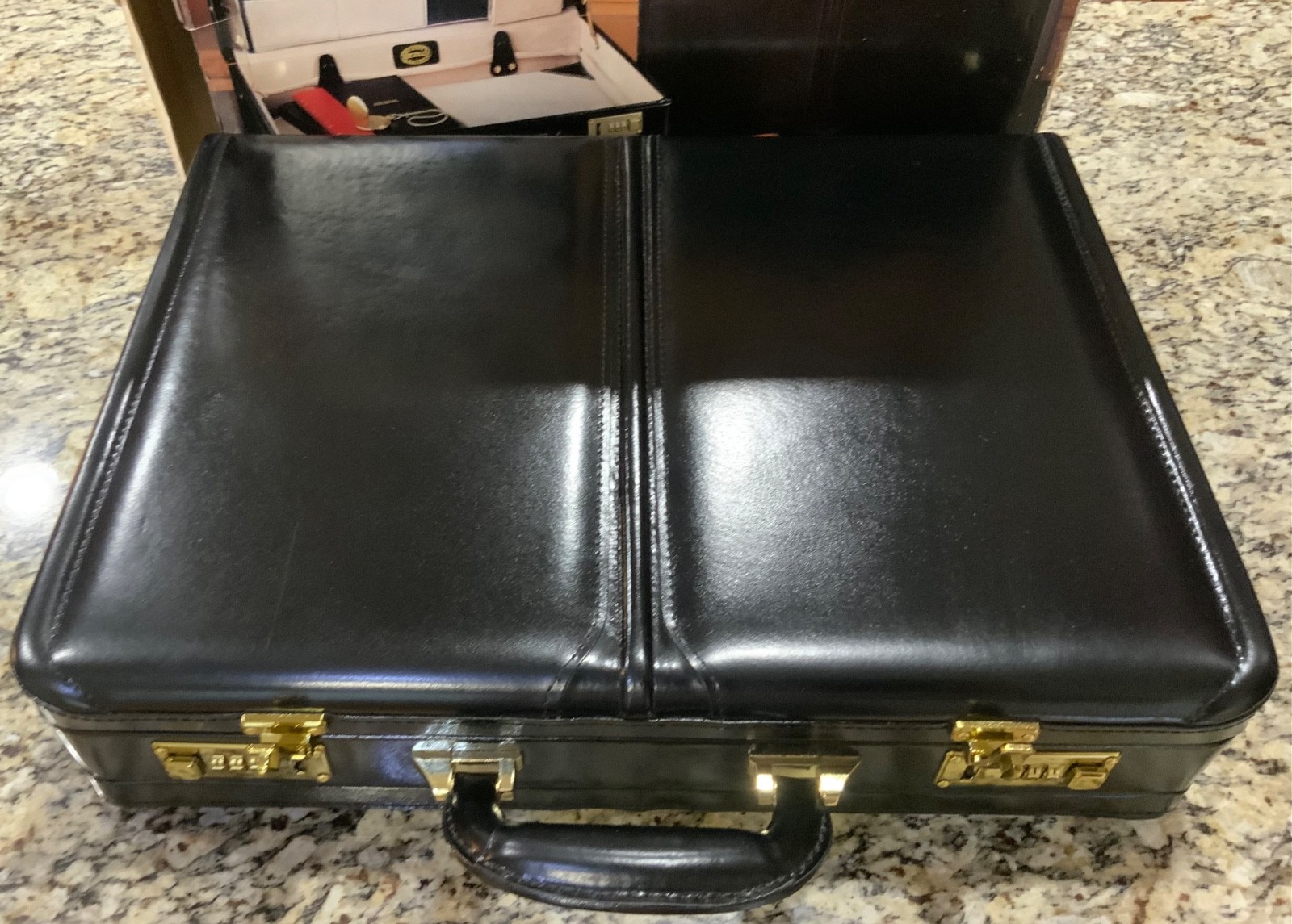 LaSalle Genuine Leather Black w/ Lined Interior Briefcase 18” x 13” x 4-5” New