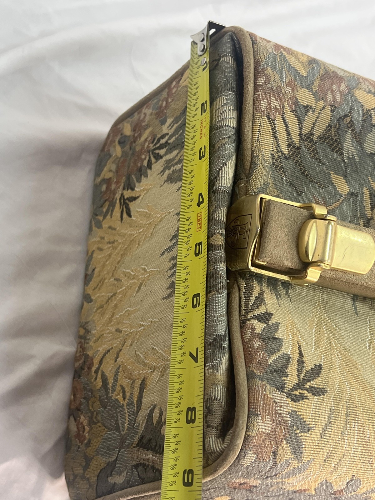 Vintage French Floral Tapestry Hard Vanity Case Locking Luggage Multicolor USA