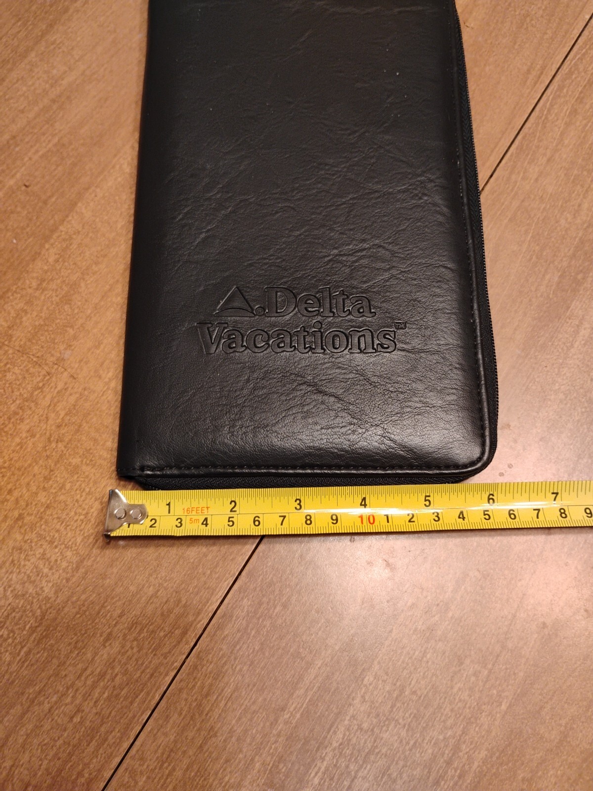 Vintage Delta Vacations Travel Case Black Leather Zipper Close Unique USA Nice
