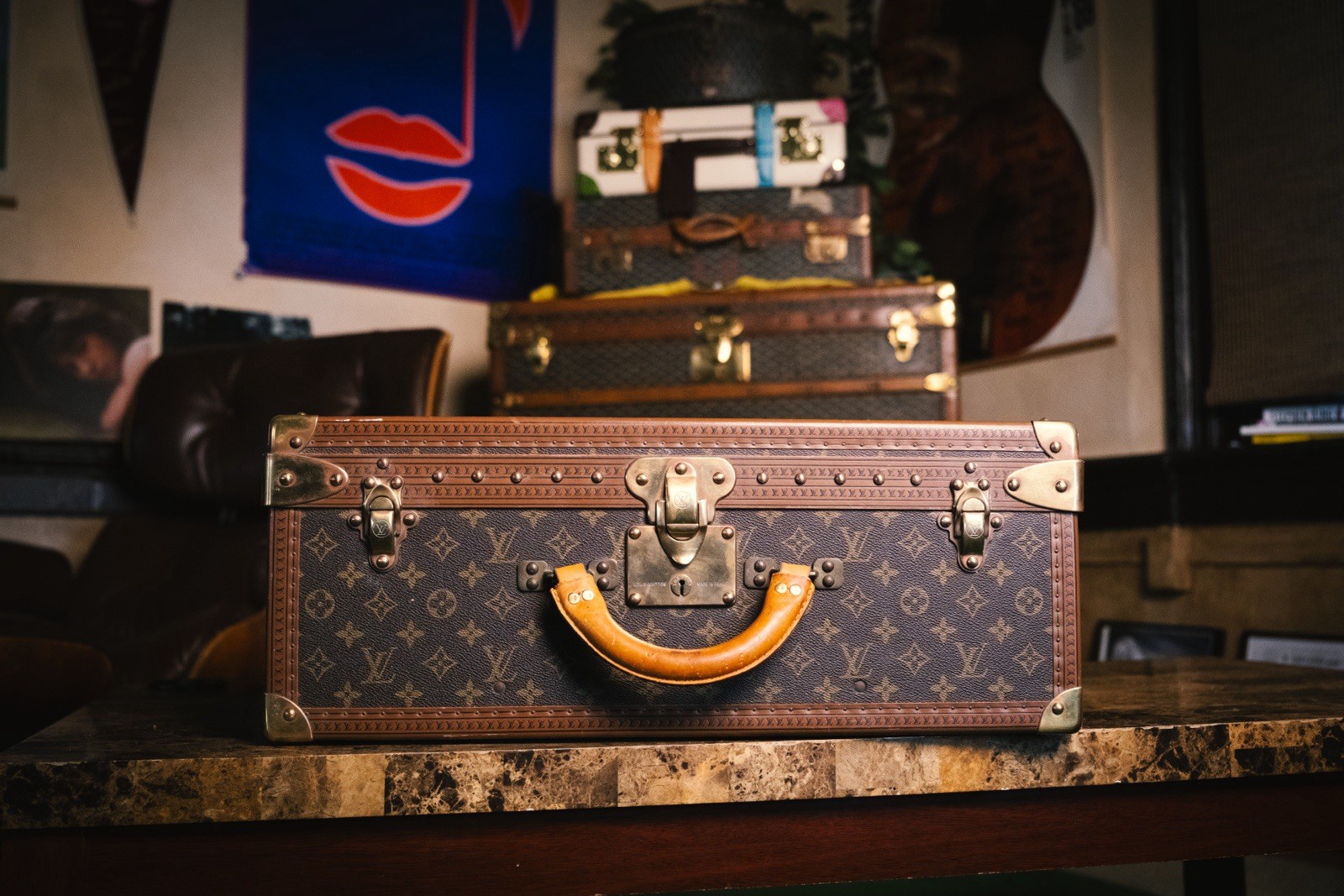 Louis Vuitton Alzer 55 Vintage Suitcase Trunk 1980s