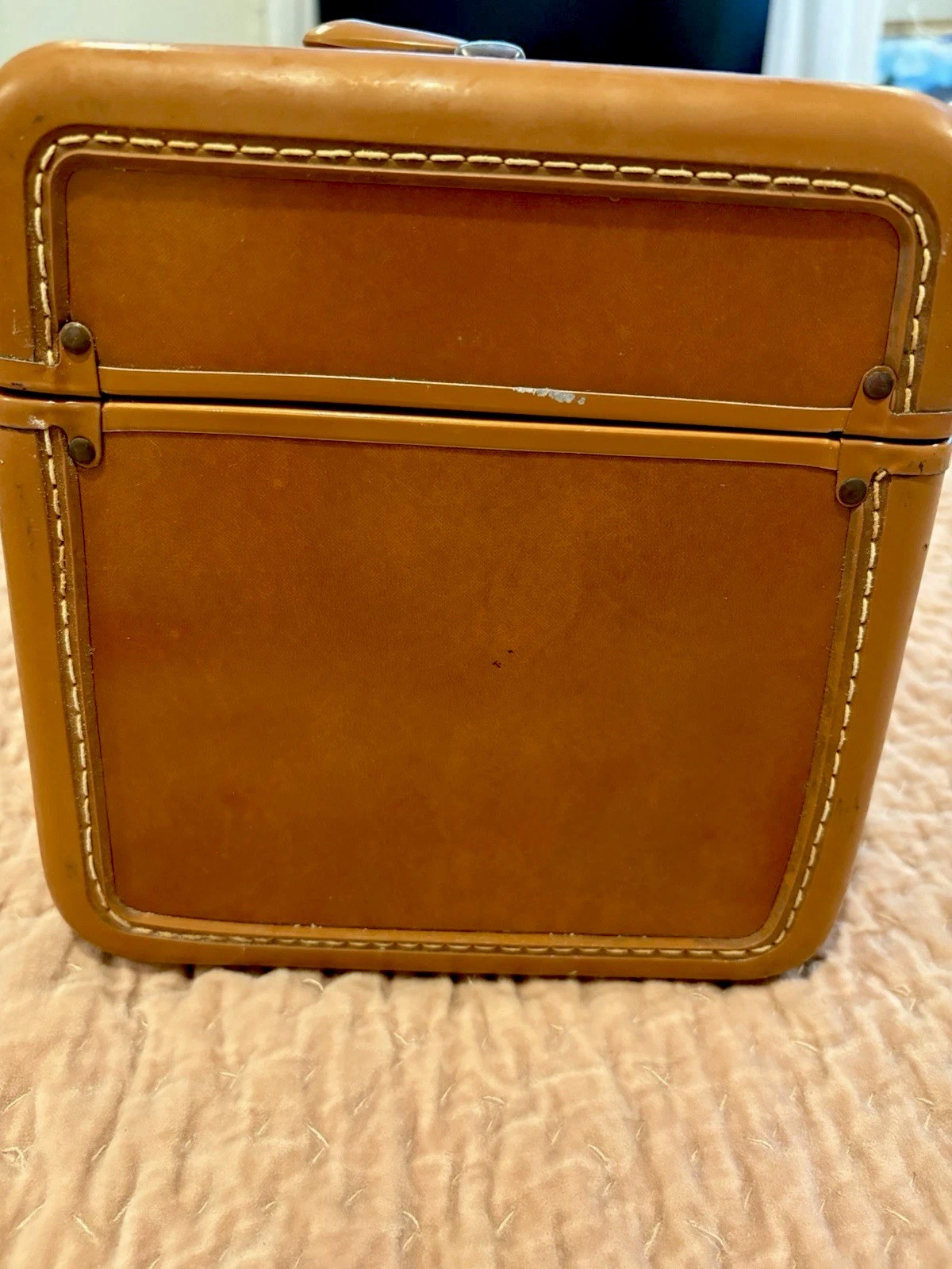 Vintage Samsonite Faux Leather Train Case Makeup Cosmetic Box With Tray 1950s