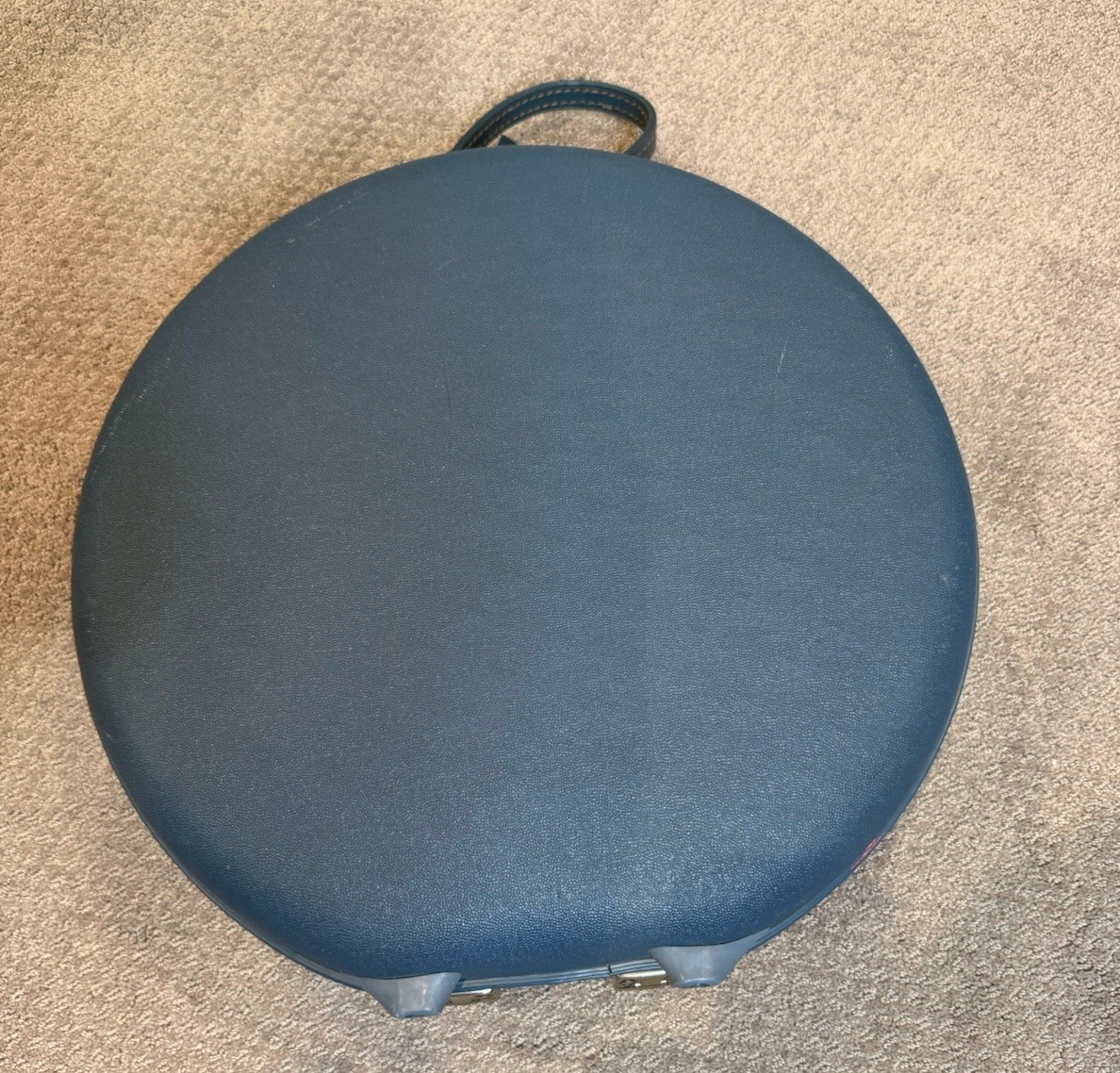 Vintage American Tourister Blue Round Hat Box Suitcase Luggage Works 18” USA