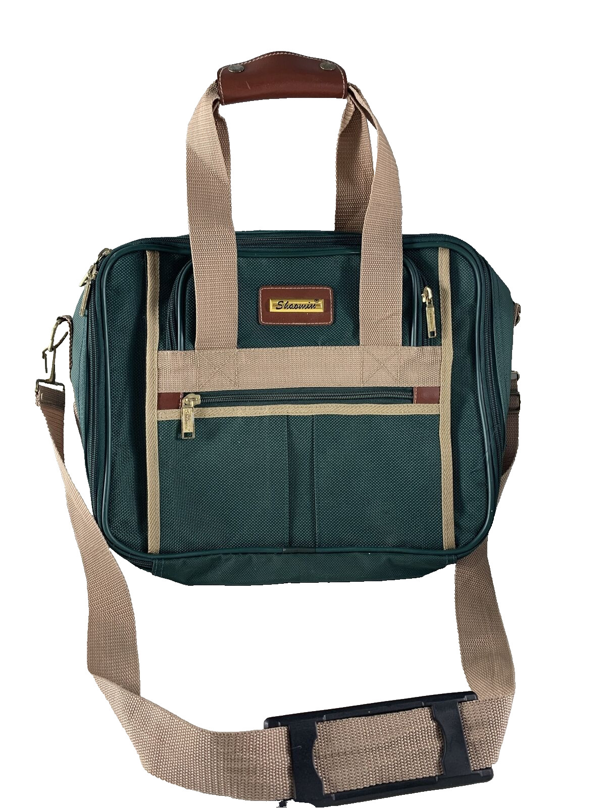 Vintage Shaomin Luggage 1990s Hunter Green Carry On Travel Bag NICE