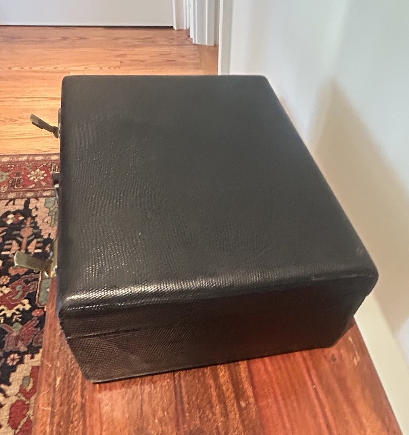 Antique Small Luggage Case … Jewelry Vanity Case, Leather Brass No Key