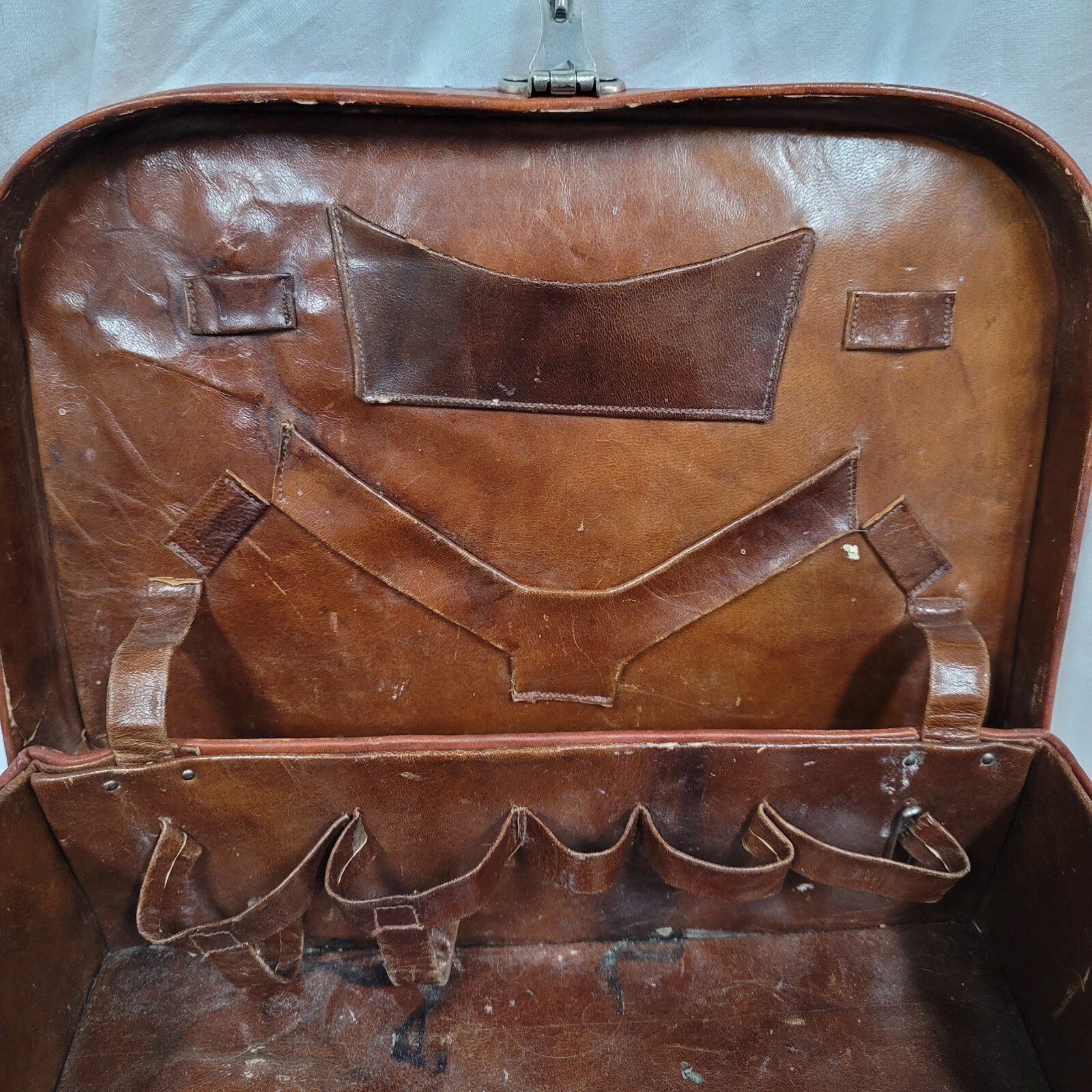 Vintage Hand Tooled Leather Vanity Jewelry Case