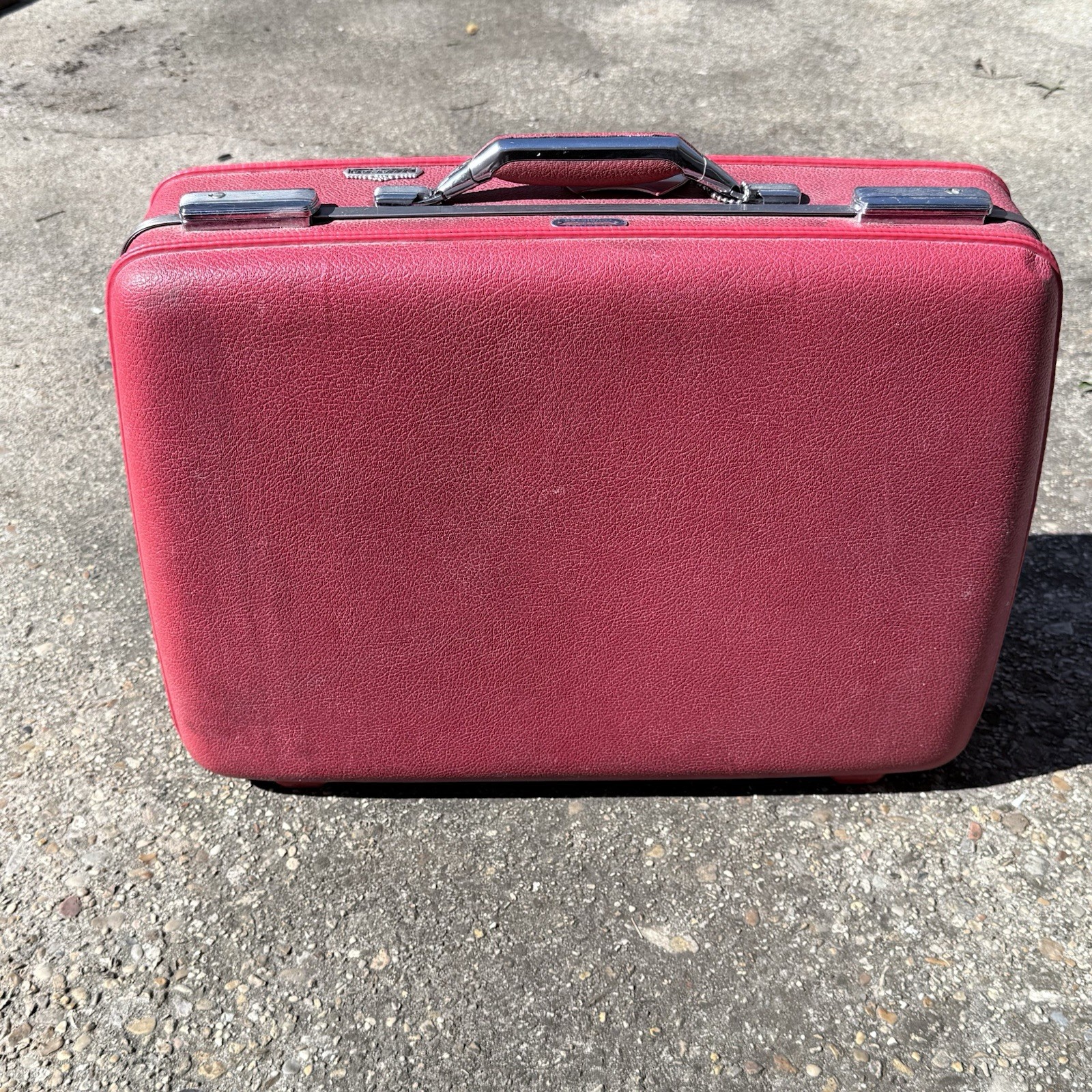 Vintage American Tourister Tiara Hard Shell Luggage Set 2pc Red Plastic USA