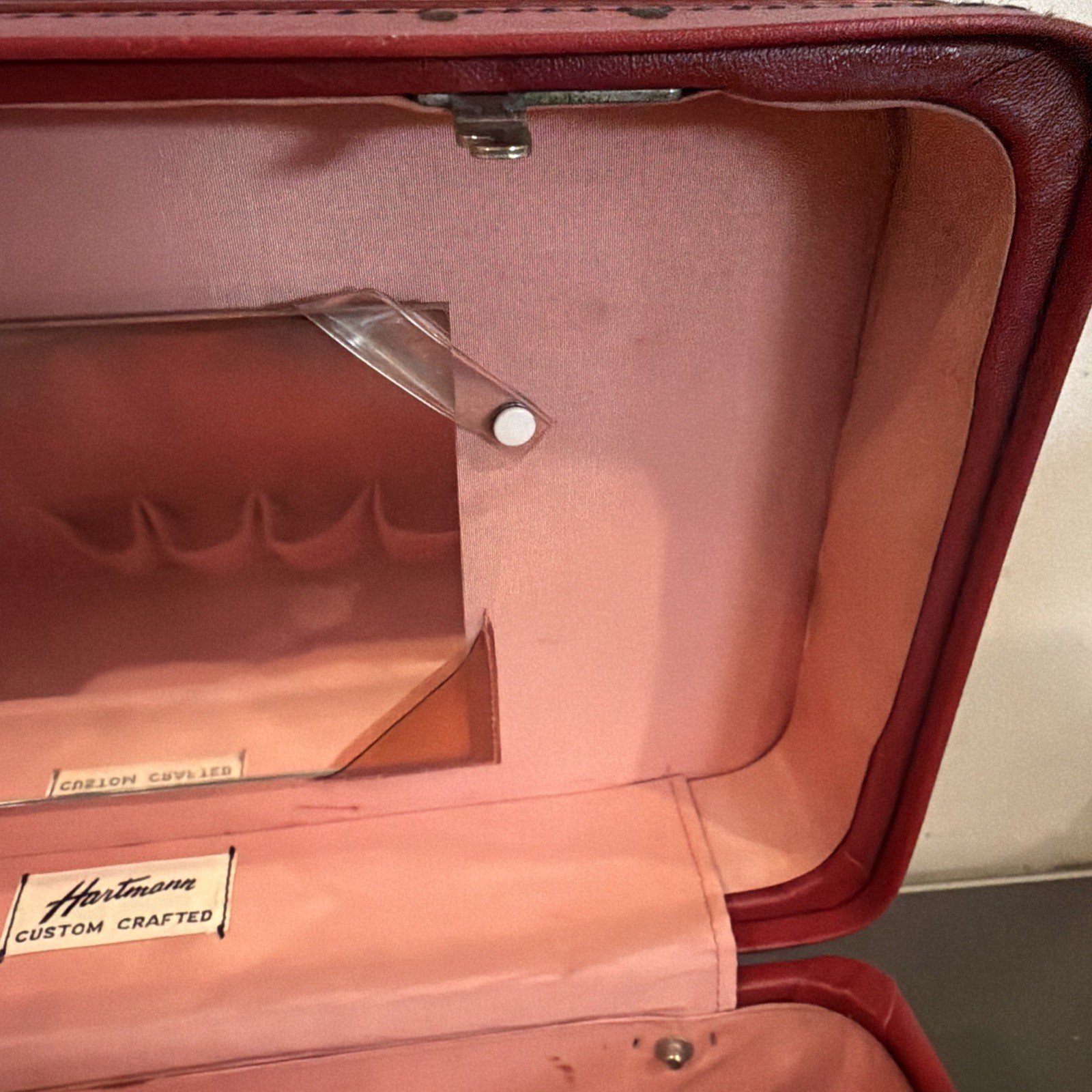 Hartmann Vintage Red Leather Train Cosmetic Luggage Case