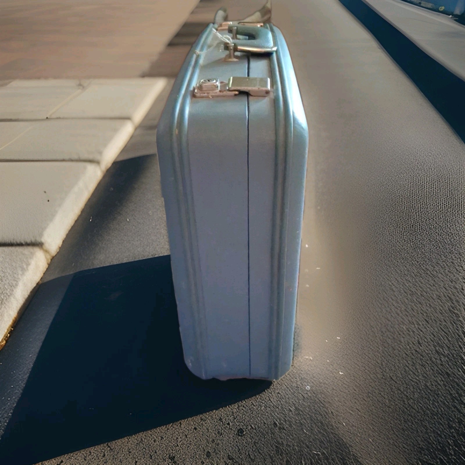 Vintage Mid Century Blue/Grey Hard Shell Luce Suitcase 20 x 15 x 5 Good Shape