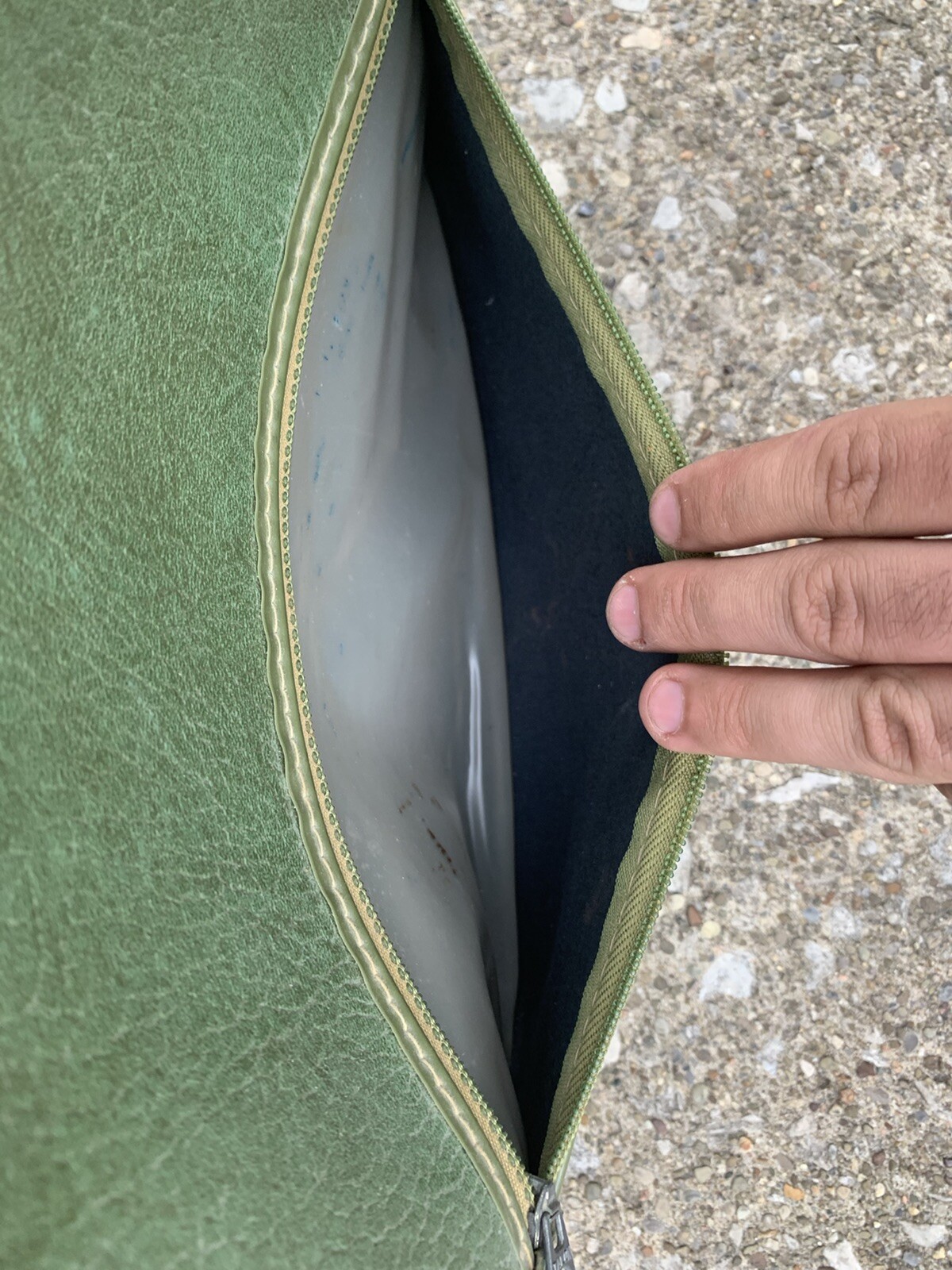 Vintage Green Leather Carry On Airline Bag Purse Satchel