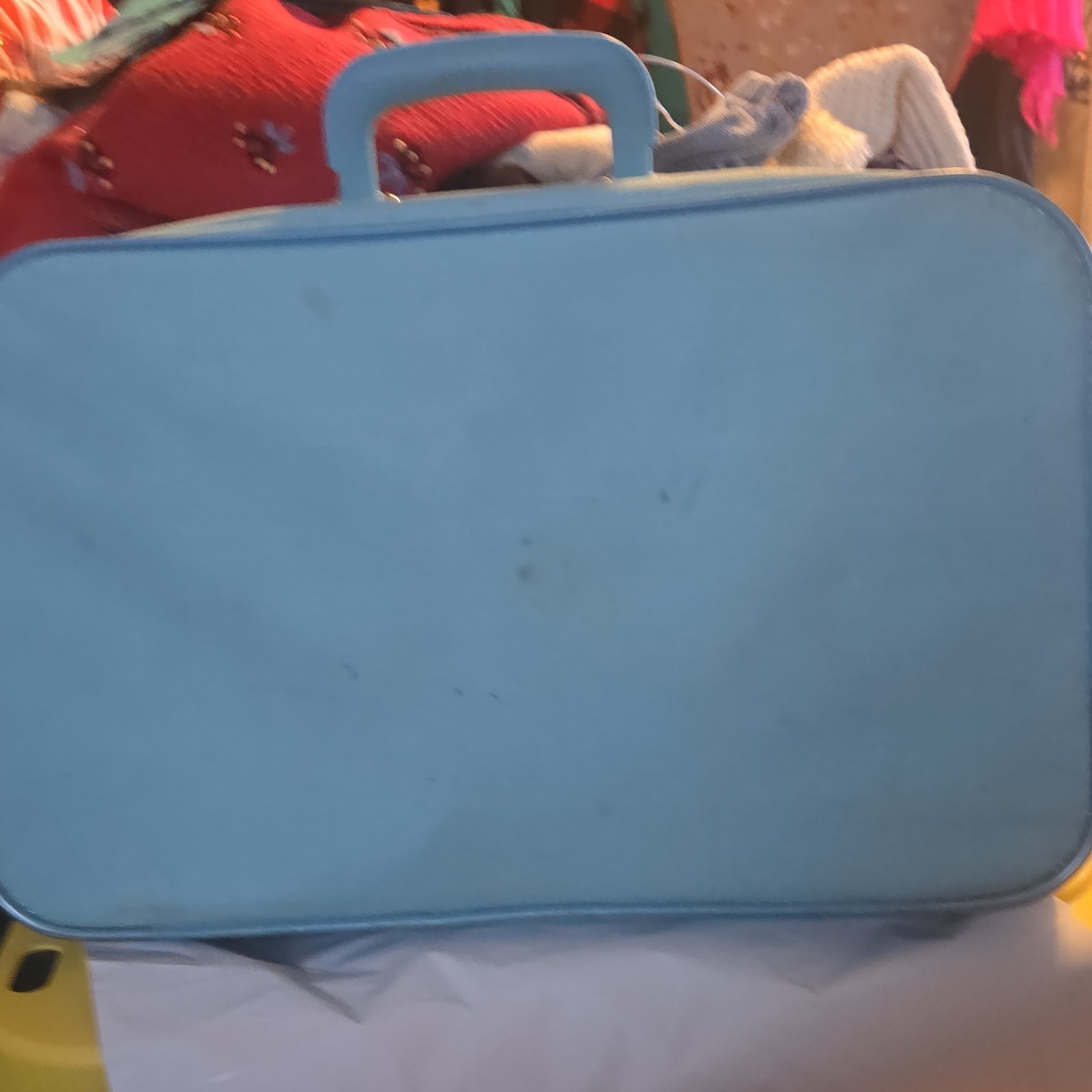 Care Bears 1986 Vintage Kid’s Suitcase Blue Canvas Extra Compartments
