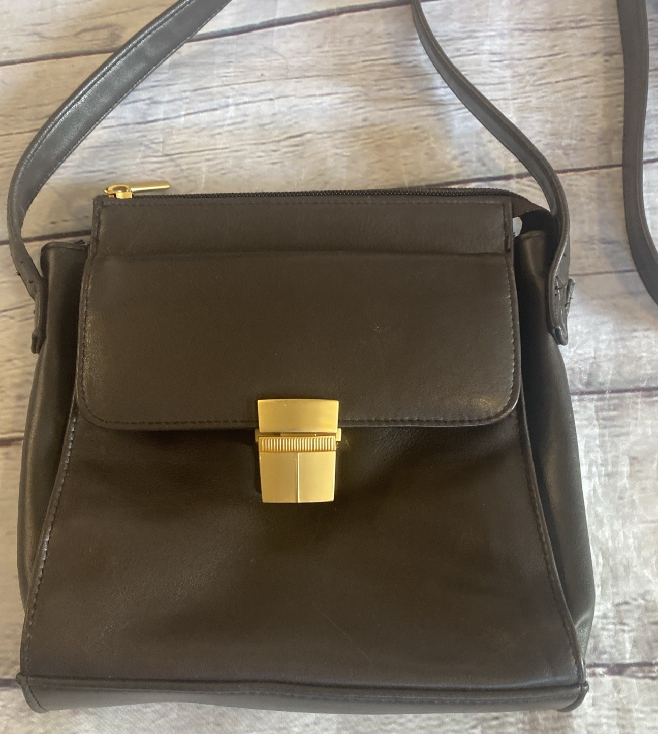 Vintage Samsonite Crossbody Bag Travel Unisex Locking Zipper Brown Buckle Lined