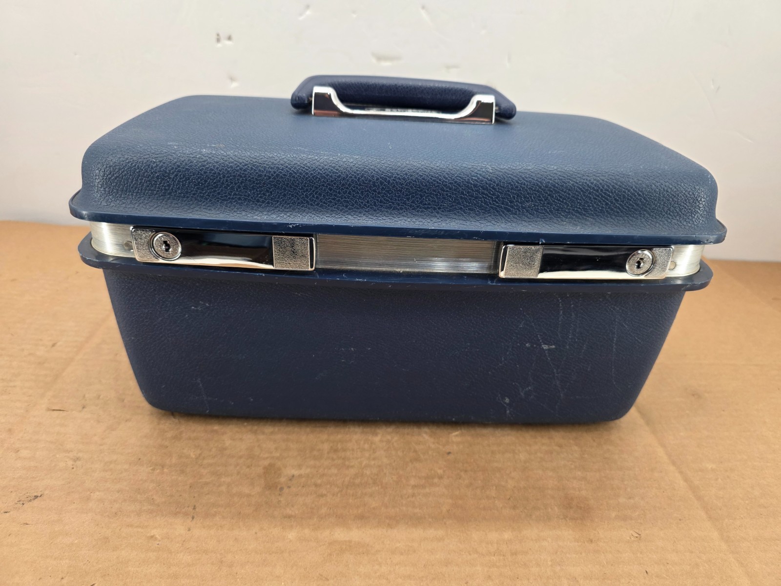 Vintage SAMSONITE Luggage Train Case Carry On Concord Blue W/ Tray NO KEY