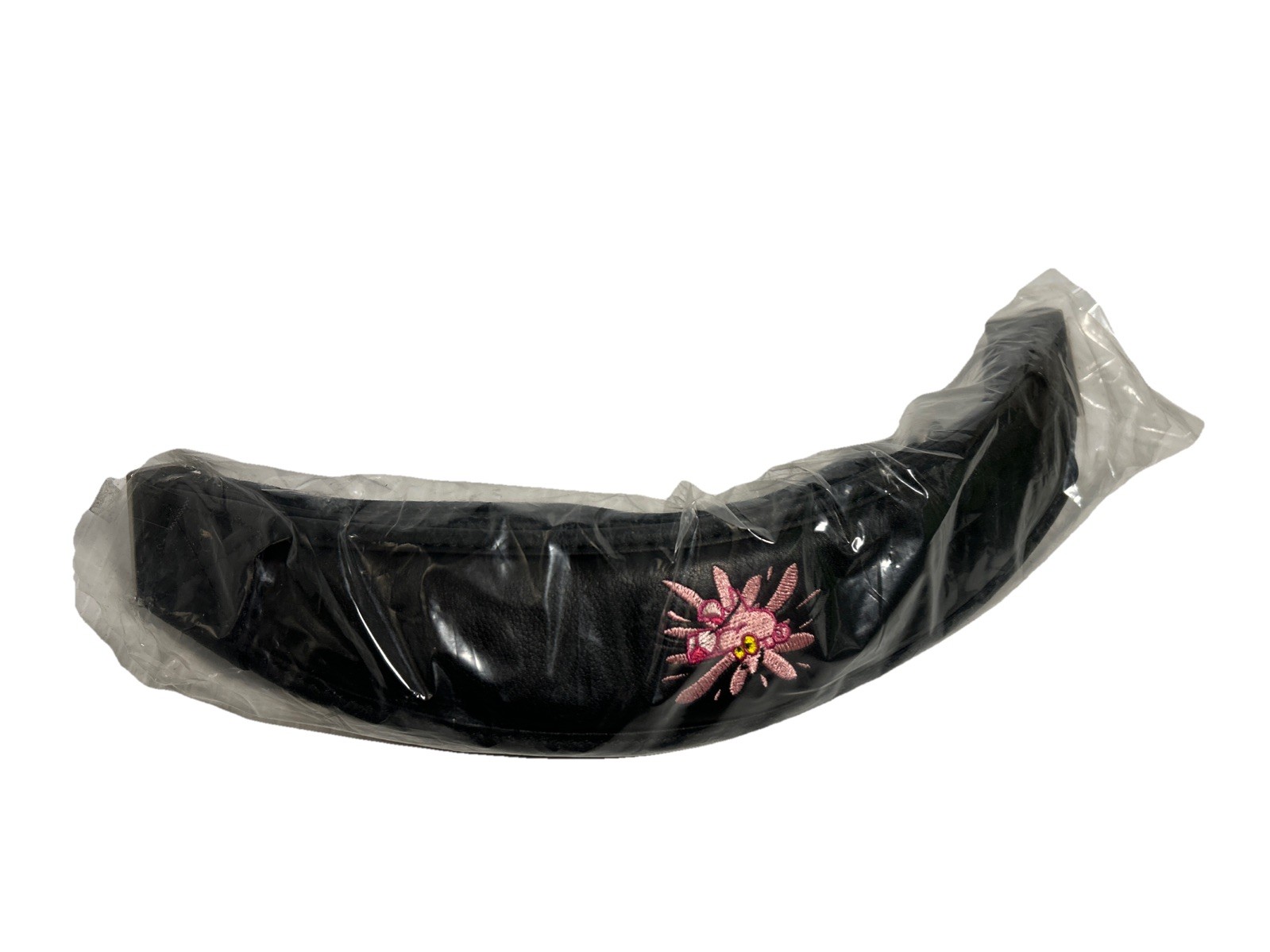 Vintage 1990’s Large Pink Panther Logo Black Leather Duffle Bag