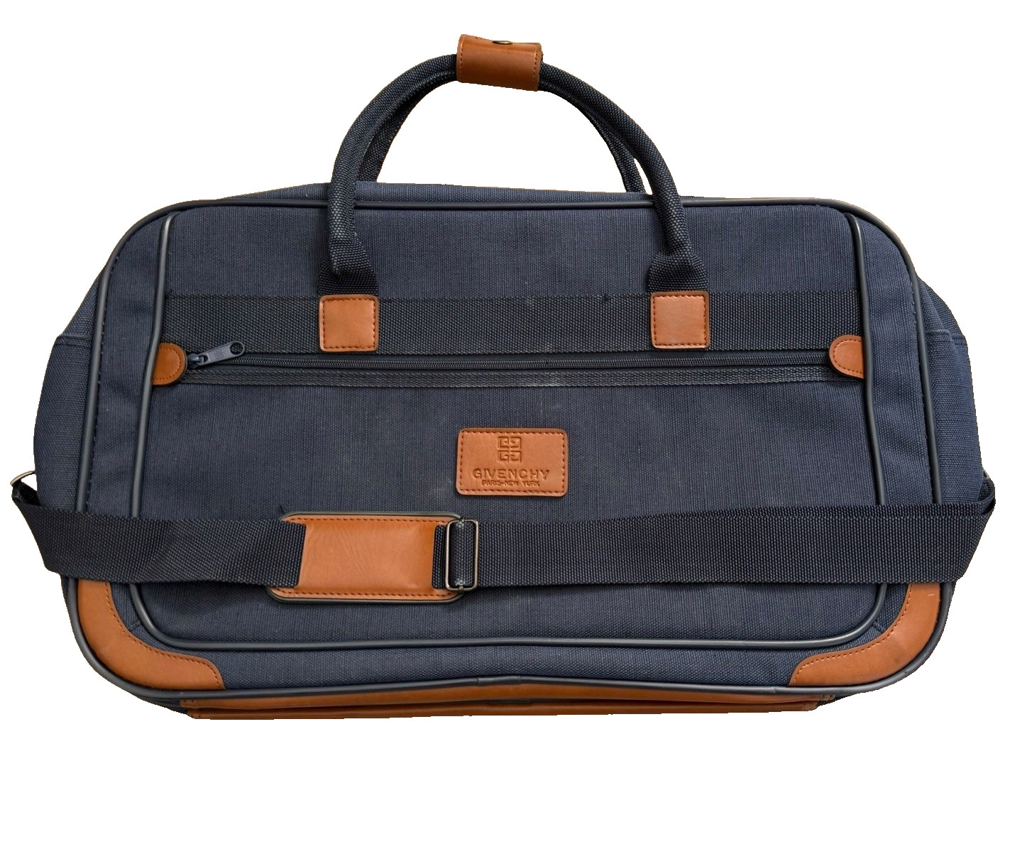 VINTAGE 80s/90s GIVENCHY NAVY BROWN DUFFLE LUGGAGE TRAVEL LAPTOP TRAVEL BAG