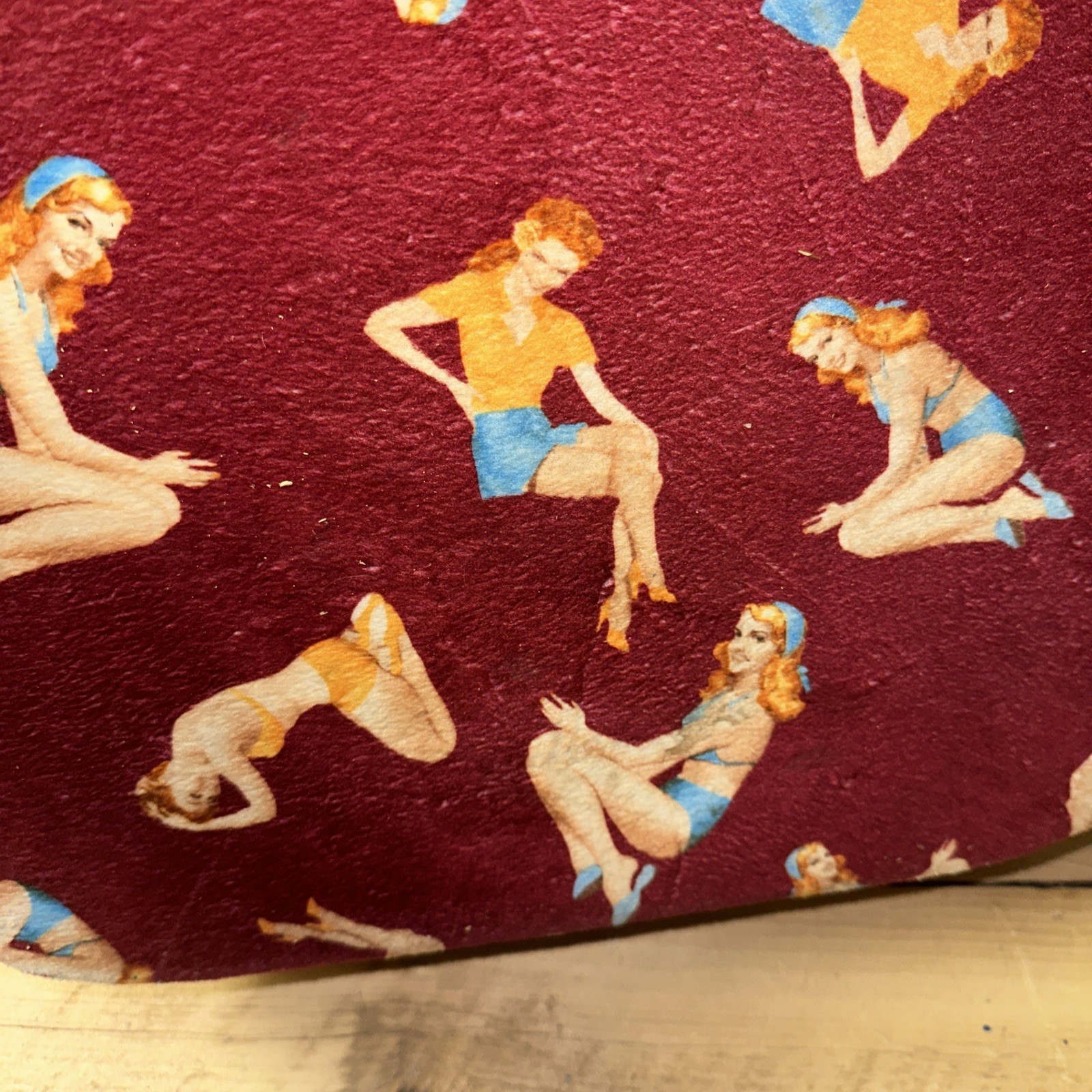 Vintage 40s Small Felt Girly Suit Case Red See Pic