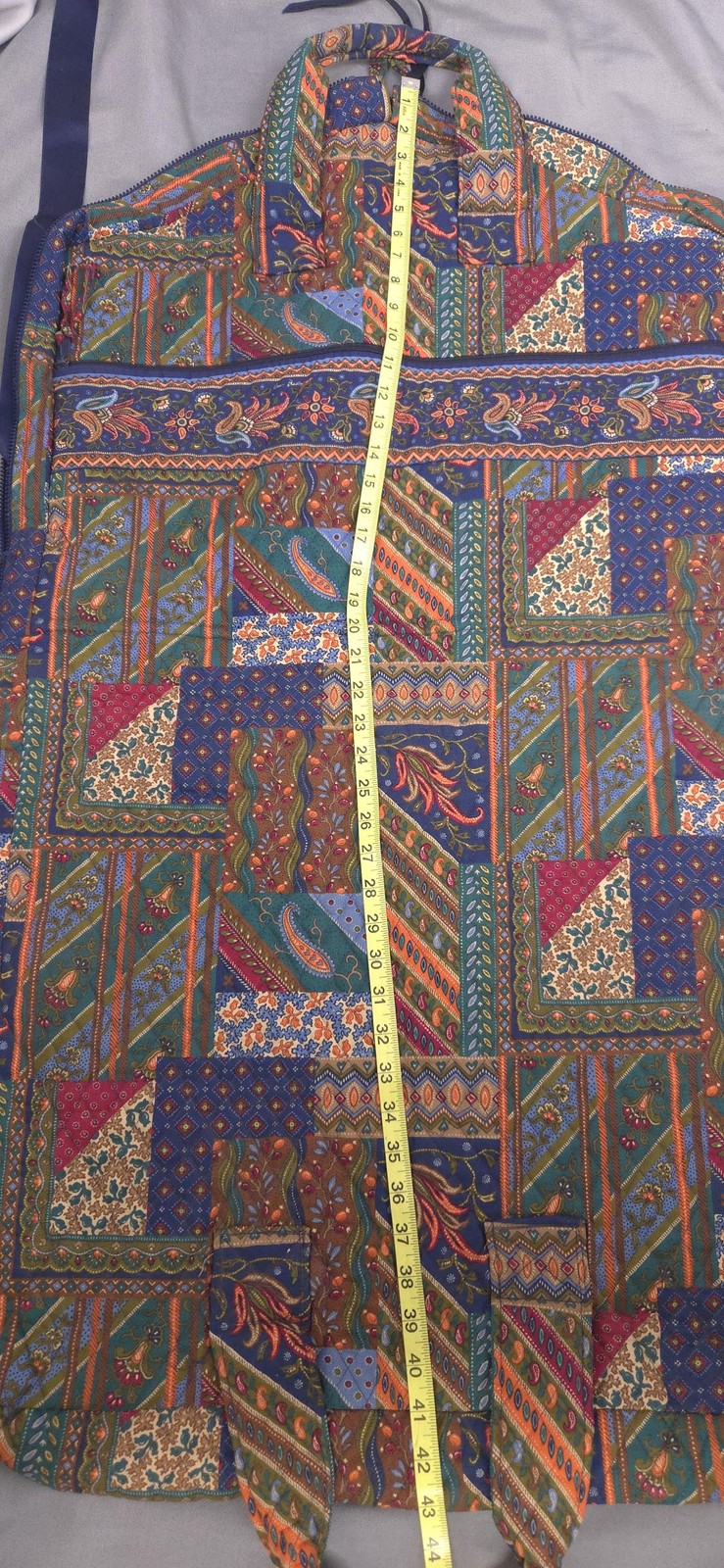 Vtg Vera Bradley Garment Bag Quilted Cotton Patchwork Travel Luggage USA 47×24