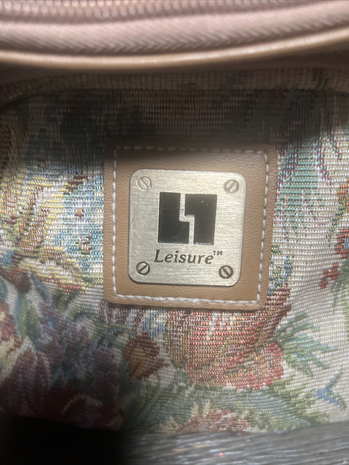 LEISURE Vintage Tapestry Floral Makeup Travel Bag Large w/ Long Strap & Mirror