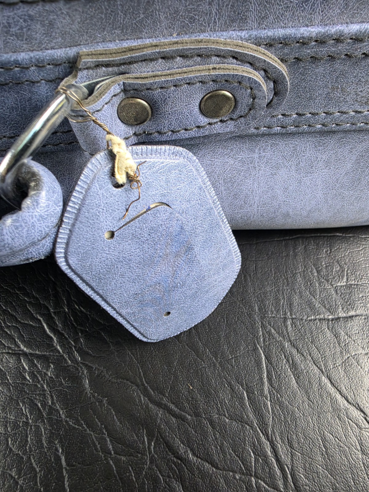 Vintage Baby Blue Buckled Suitcase With Lock And Key
