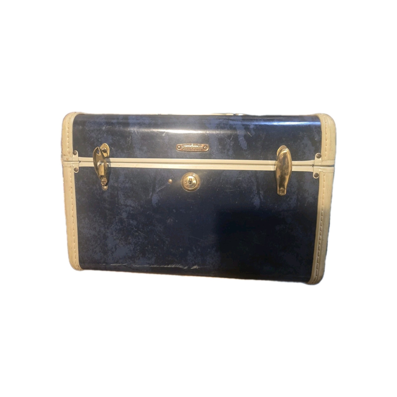 Vintage 50’s Samsonite Blue Marble Train, Makeup Case
