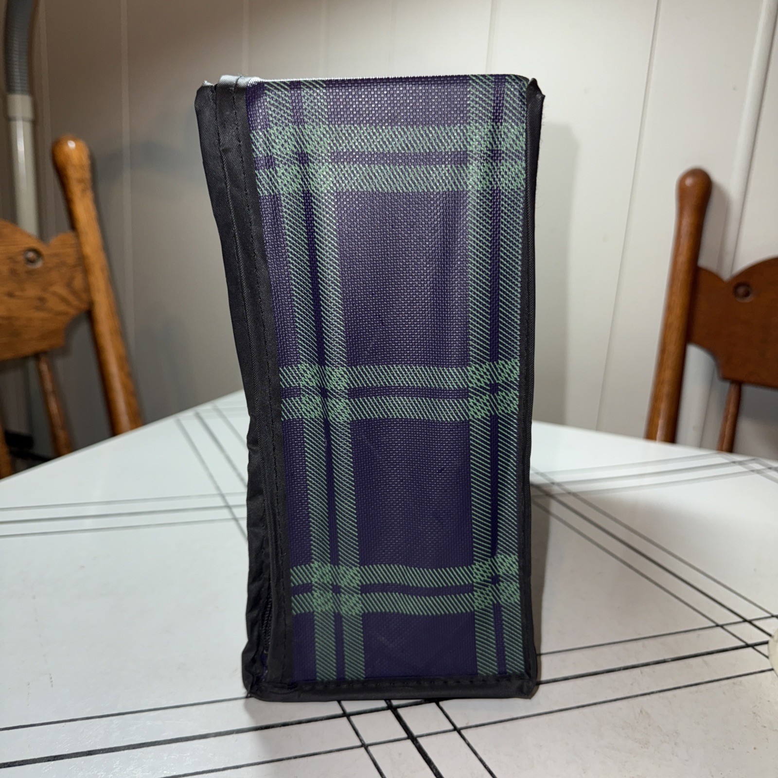 Vintage Blue And Green Plaid Carry on Suitcase/ Weekend Luggage