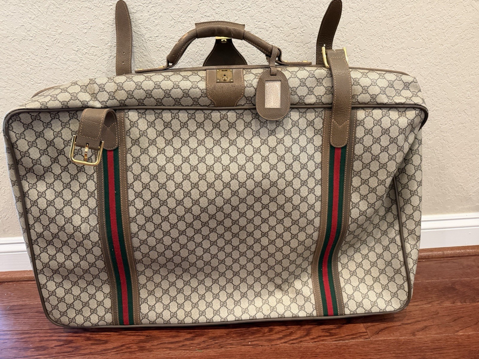 Vintage Gucci Web Brown GG Monogram Luggage