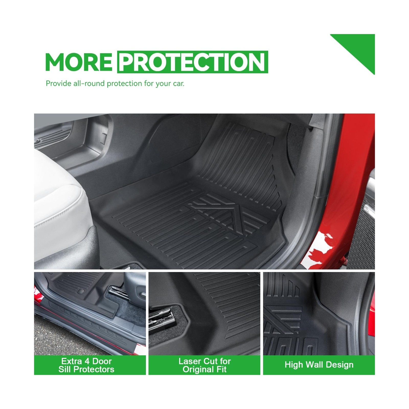Floor Mats & Cargo Liner & 3rd Row Backrest Mat for 2024 2025 GMC Acadia 7 Se…