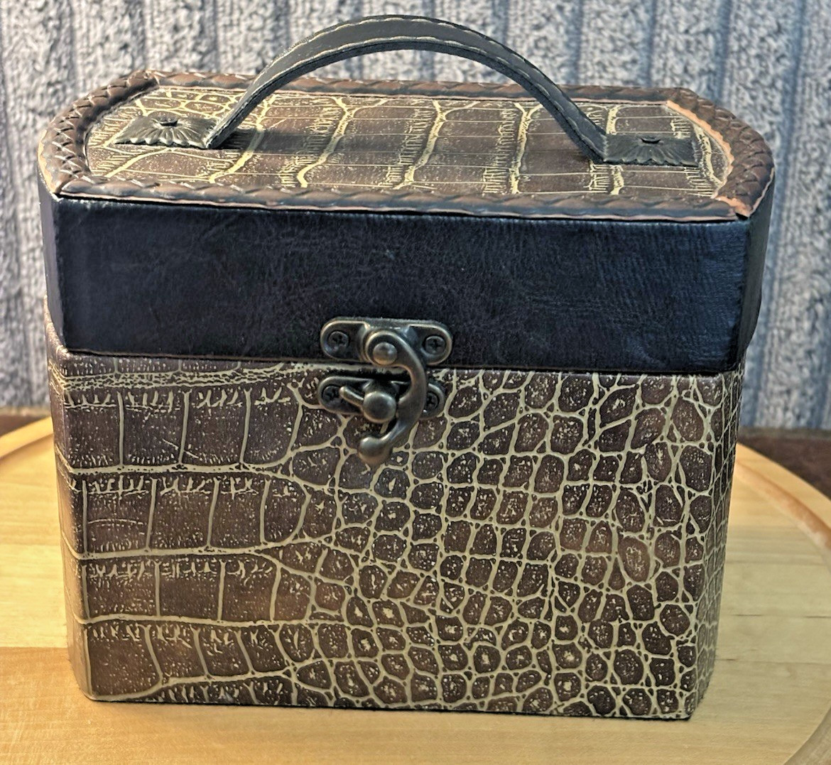 Cosmetic Travel Case Croc Textured Covering
