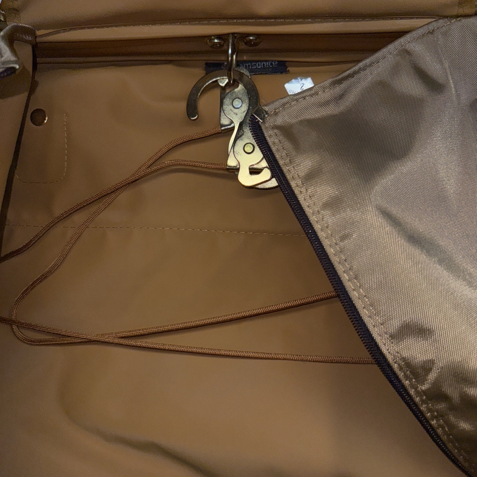 Vintage Samsonite Garment Bag w/ Hangers and Hook Tan Brown Special Edition