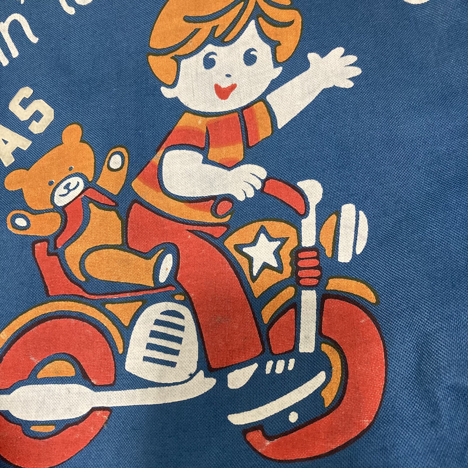 Goin’ To Grandma’s Tote Bag Personalized “Thomas” Blue Motorcycle Boy vtg