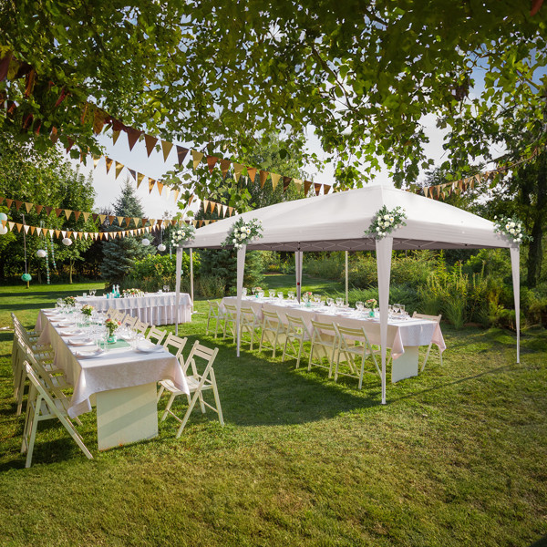 Instant Up Canopy Tent White, No Sidewalls Design, Powder Coated Steel Frame, 10
