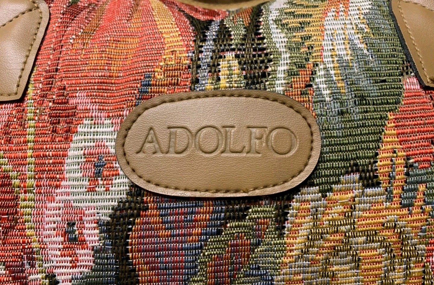 Adolfo VTG Floral Tapestry Travel Bag Duffel Tote Carry On With Makeup Small Bag
