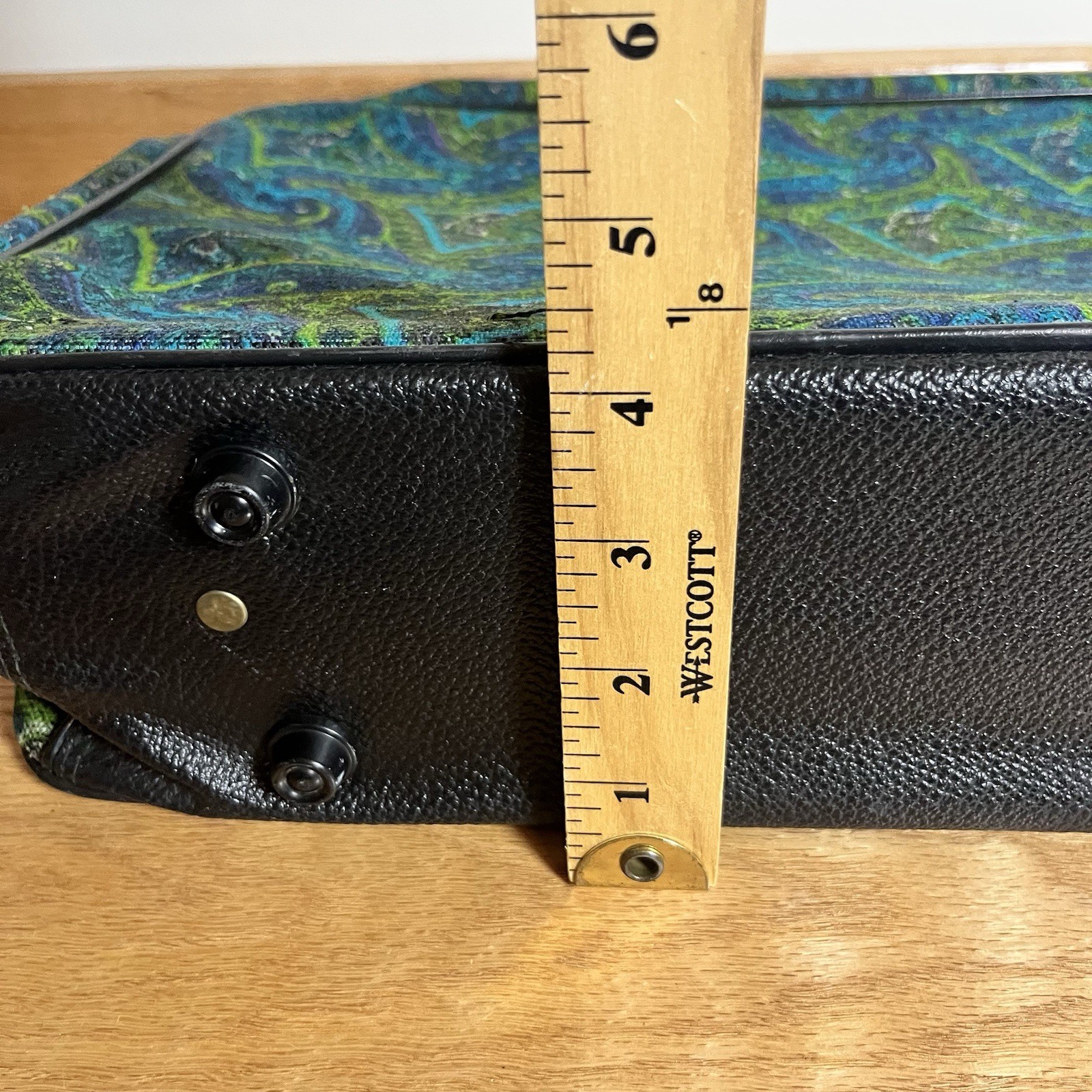 Vintage 60’S 70’S Paisley Suitcase Luggage Hippie Bag Canvas Blue Green NO KEY