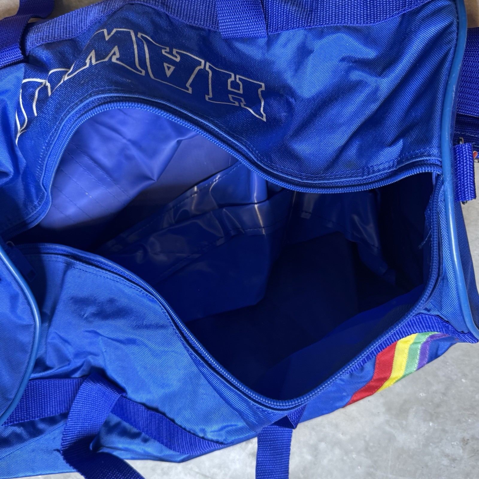 Vintage 80s Hawaii University Rainbows Duffel Tote Bag Retro Sports Rainbow