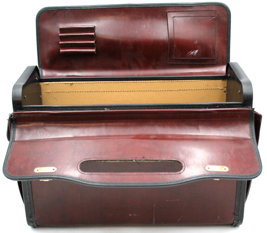 8x12x18″ Brandy Wine Red Leather Audit Attorney Bag Attache Satchel Comb Lock+++