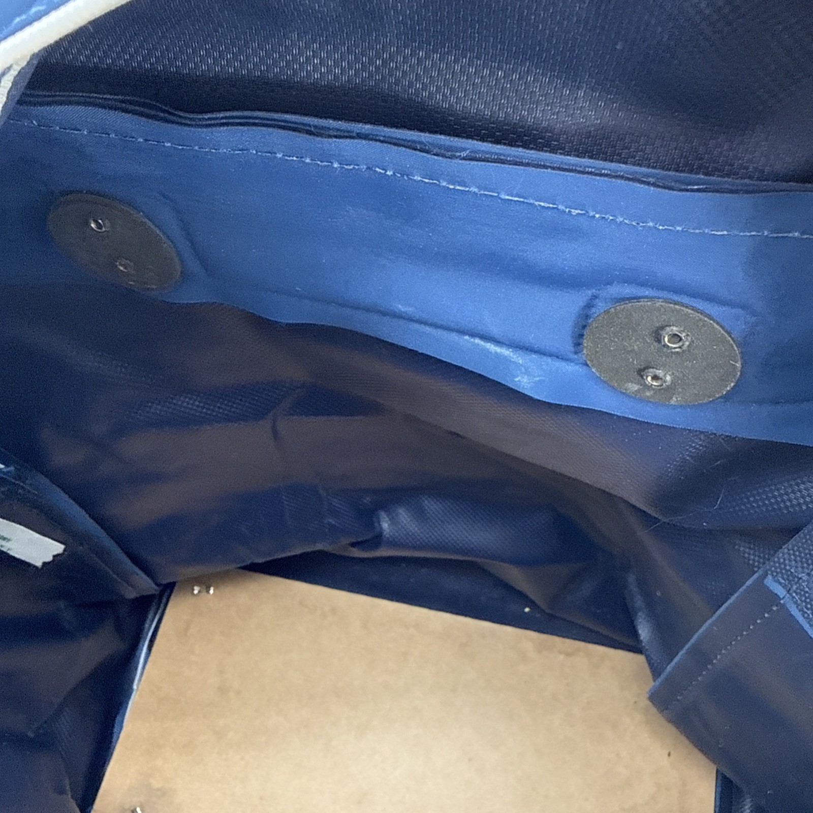 vintage 1970s 1980s French-American Class Vinyl Travel Luggage Carry On Bag Blue