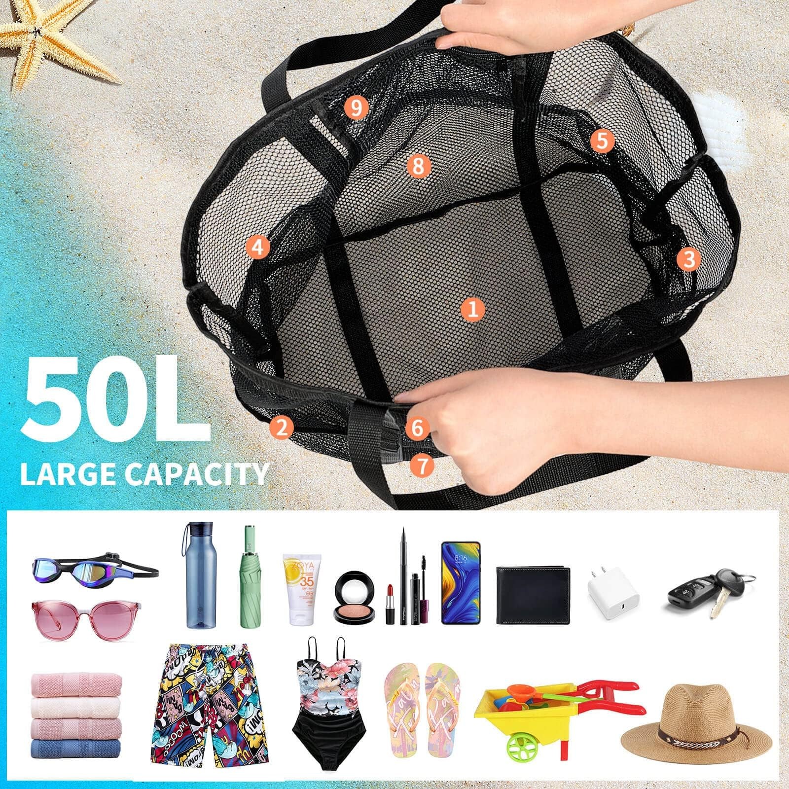 Iminuo Mesh Beach Bag – Pool Bag For Women Beach