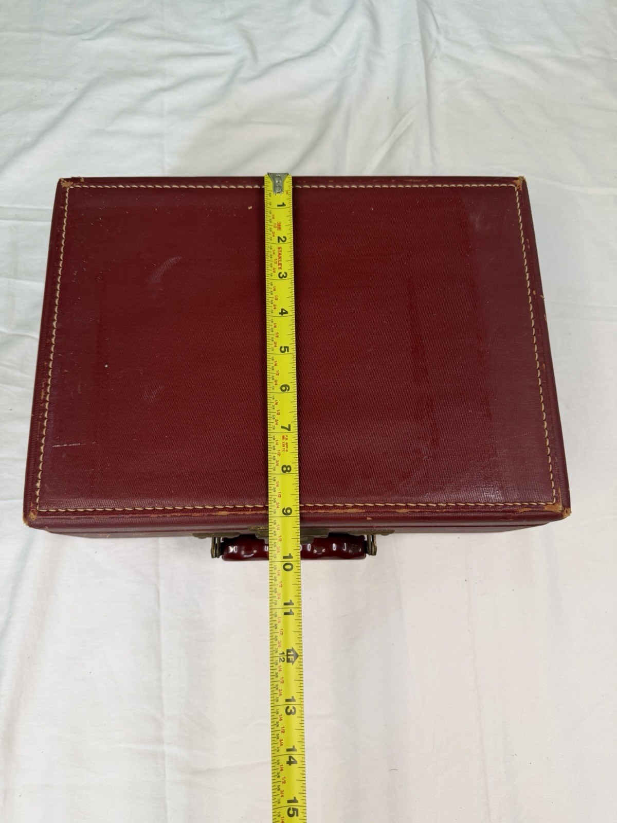 Vintage Red Train Case Vanity Case Mirror Lid Hard Sided Travel Storage Box