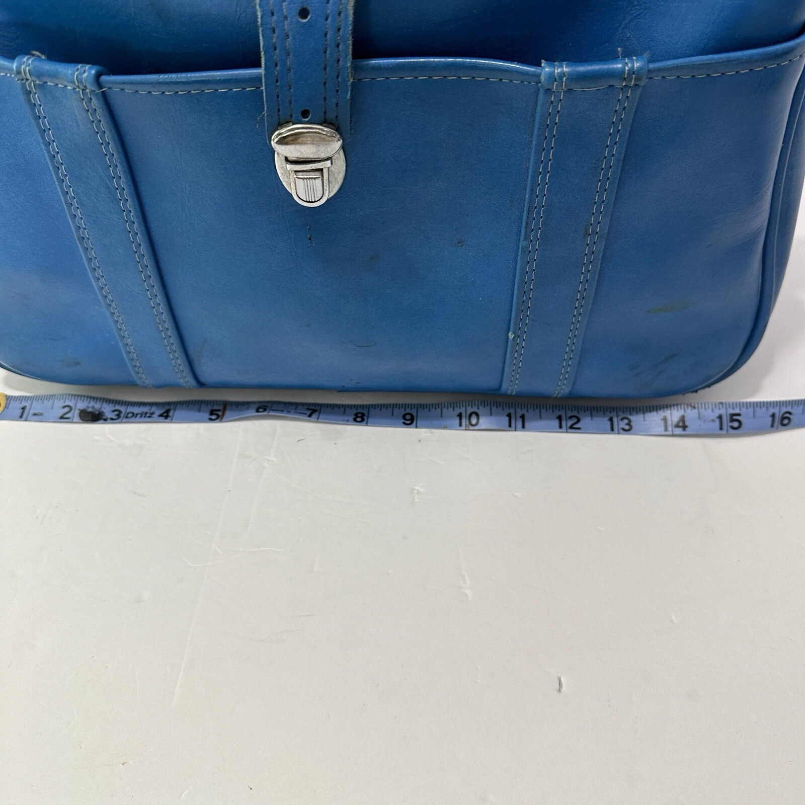 Vintage Bright Blue Flight Travel Bag “Three Star” Korea Retro Shoulder Strap